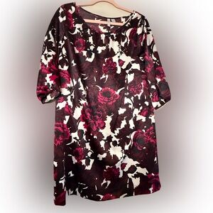Old Navy Burgundy and Cream Floral Print Dress